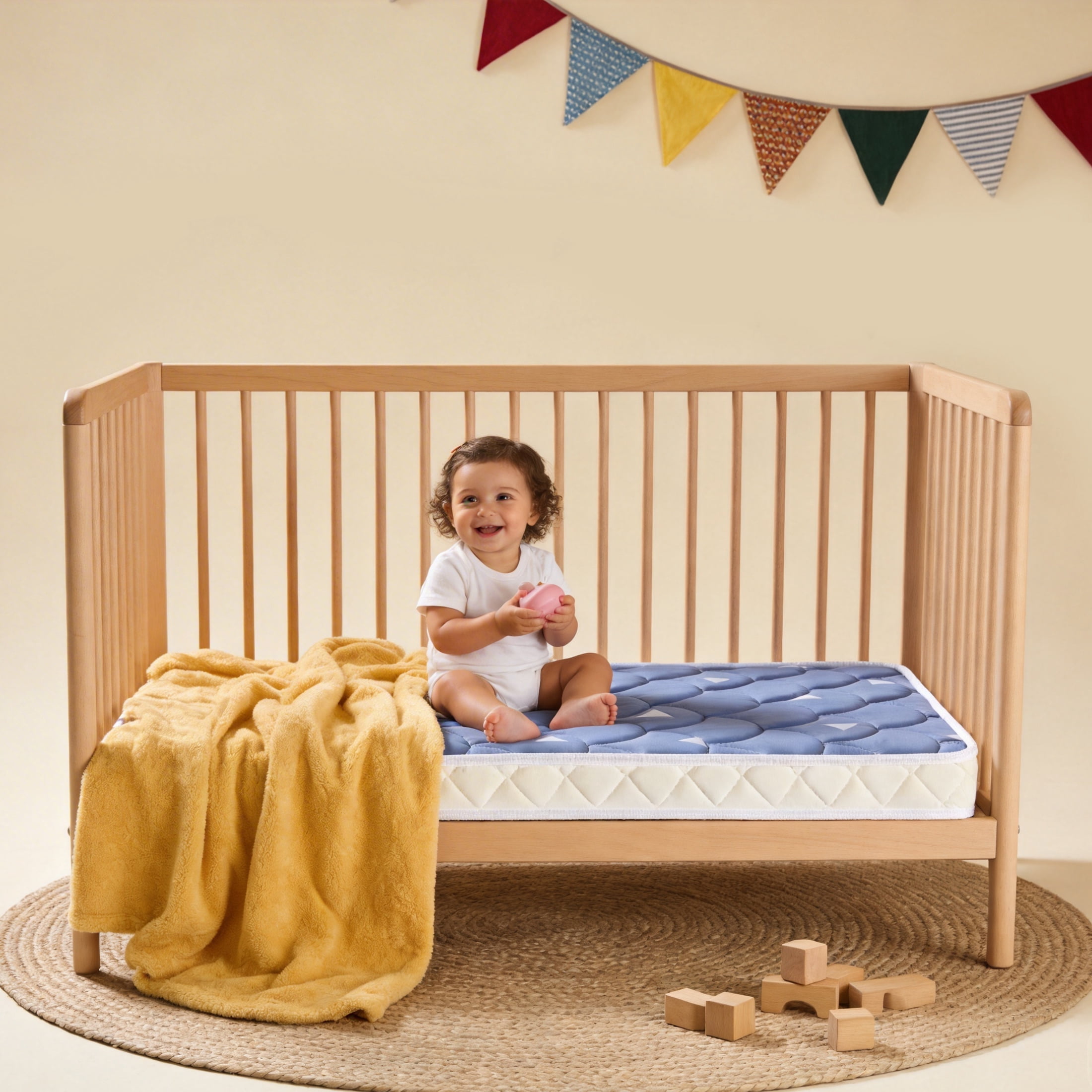 Premium Dual Sided Mini Crib Mattress, 38x24x4 Inch, Firm Support and Comfort Foam, Hypoallergenic, Noiseless and Odorless，Fits Mini and Portable Cribs