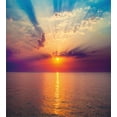 thumbnail image 3 of Ocean Duvet Cover Set, Majestic Sunrise in Tranquil Sea Horizon Dawn Rays Clouds Water Reflection, Decorative 3 Piece Bedding Set with 2 Pillow Shams, Calking Size, Orange Purple Blue, by Ambesonne, 3 of 3