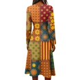 thumbnail image 4 of Long Sleeve Midi Dresses for Women Plus Size Flowy Casual V Neck Wrap Dress Boho Beach Floral Print Sundress, 4 of 5