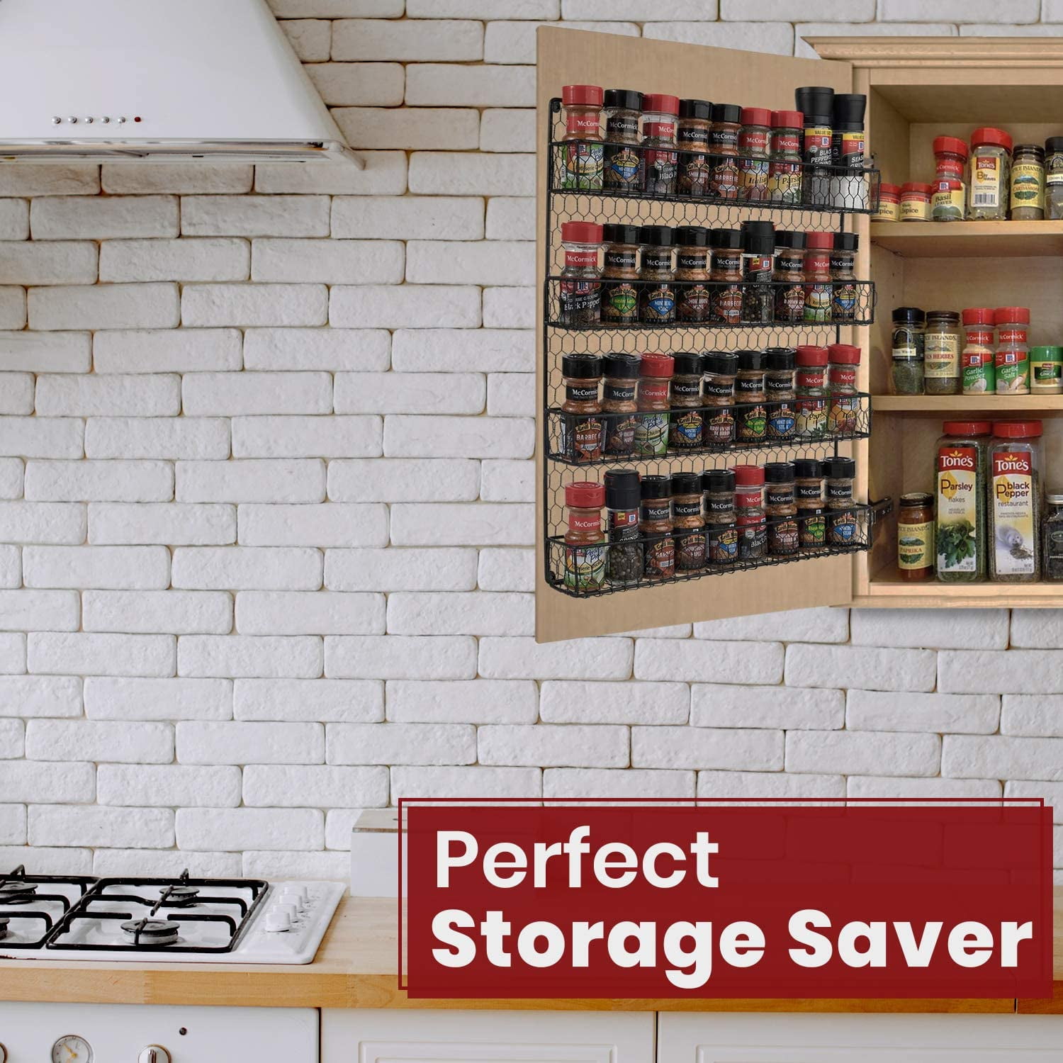 4 Tier Spice Rack Organizer Step Shelf Countertop Spice Storage Holder for Kitc 