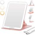 thumbnail image 1 of Rechargeable Travel Makeup Mirror Portable Travel Lighted Makeup Mirror with Color Modes Dimmable Compact Tabletop LED Vanity Mirror with Touch Screen, 1 of 9