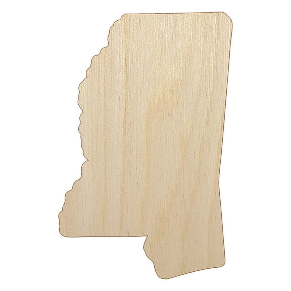 Mississippi State Silhouette Wood Shape Unfinished Piece Cutout Craft DIY Projects - 4.70 Inch Size - 1/8 Inch Thick