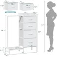thumbnail image 5 of Dresser with Hanging Rack, 4 Drawers Small Closet for Bedroom, Reversible Fabric Kids Chest of Drawers with Clothes Rack, Tall Storage Tower, Sturdy Frame, White, 44''H, 5 of 9