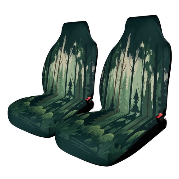 Nature Forest Set of 2Pcs Car Seat Covers Easy Clean Automobile Seat Protector Car Interior Accessories