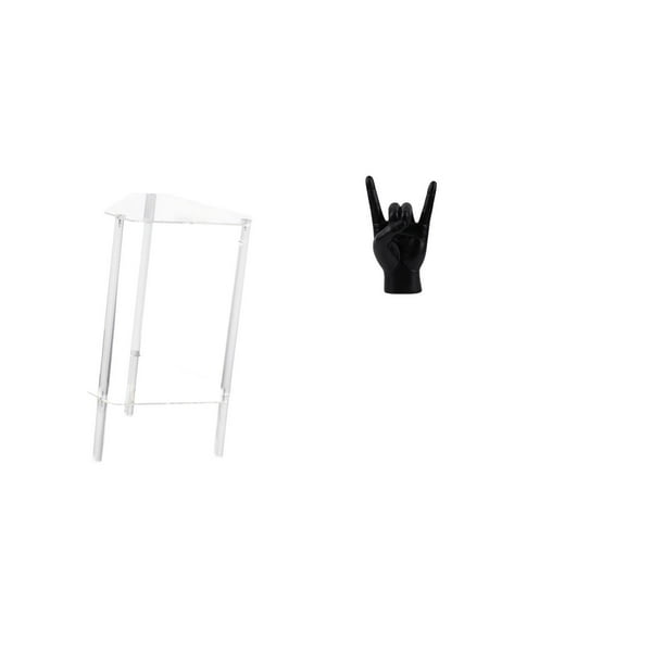 Mesa Auxiliar Minimalista De Acrílico Transparente Con Estatua De Gesto De Mano De Roca, Mesita De Noche Moderna Y Escultura Creativa De Dedo Para Sala De Estar, Hogar, Oficina, Dormitorio,