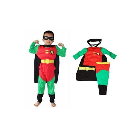 Boy's Wonder Muscle Super Hero Halloween Costume 5 Piece Set
