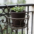 thumbnail image 4 of Plastic Woven Bamboo Look Flower Pot with Drainage Tray, Small Round Planter for Indoor Outdoor Succulents and Green Plants, 4 of 6
