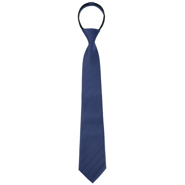 Corbata ajustable con cremallera INSPIRE CHIC para hombres, corbata de cuello para ocasiones casuales y formales, azul marino - 2 18.9" × 3.2"