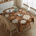 thumbnail image 2 of Brown Daisy Flower Floral Pattern Rectangle Tablecloth 60"x84",Waterproof Polyester Rectangle Table Cloth, Wipeable Spillproof Polyester Tablecloth for Dining, Camping, Indoor and Outdoor, 2 of 5