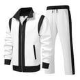 thumbnail image 2 of Fewfanhot Mens Sweatsuits 2 Piece Set 2 Piece Outfits Long Sleeve Full Zip Sports Set Stand Up Collar Jackets and Pants Running Sweatsuit, 2 of 7