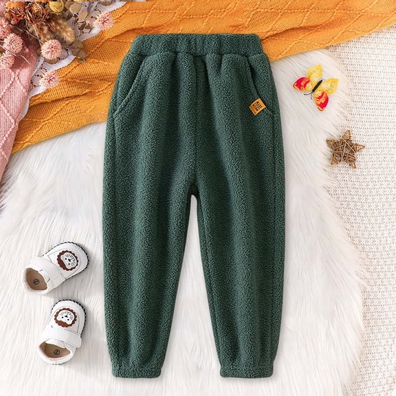 Boys Thermal Lined Casual Trousers with Elastic Waistband for Outdoor Winter Play and Everyday Comfort Tween Kids Summer Soft Comfy Trousers Y2K Streetwear Cute Basic Pants