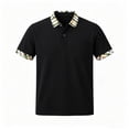 thumbnail image 4 of Men's Polo Shirts Short Sleeve Casual Polo T Shirt Color Block Slim Fit Breathable Golf Shirts with Pocket Big and Tall Sizes S-5XL Black, 4 of 5