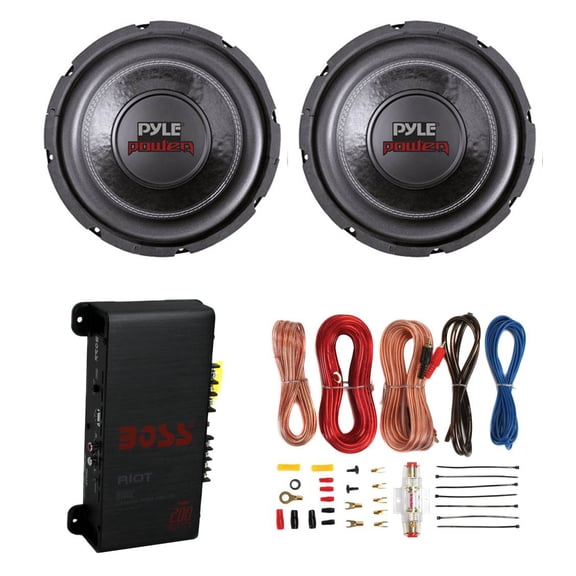2) Pyle PLPW6D 6" 1200W Car Subwoofers Subs, R1002 200W 2-Channel Amp, & Amp Kit