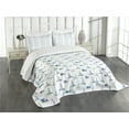 thumbnail image 3 of Ambesonne Lighthouse Quilted Bedspread Set 3 Pcs, Hand Drawn Beach, Queen Size, Blue White, 3 of 5