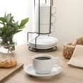 thumbnail image 4 of Gibson Home Gracious Dining 7-Ounce Cappuccino Cups Set of 4, Stackable Coffee Cups with 4 Saucers, Metal Stand, Coffee Mugs for Latte, Café, Mocha, Tea, 4 of 12