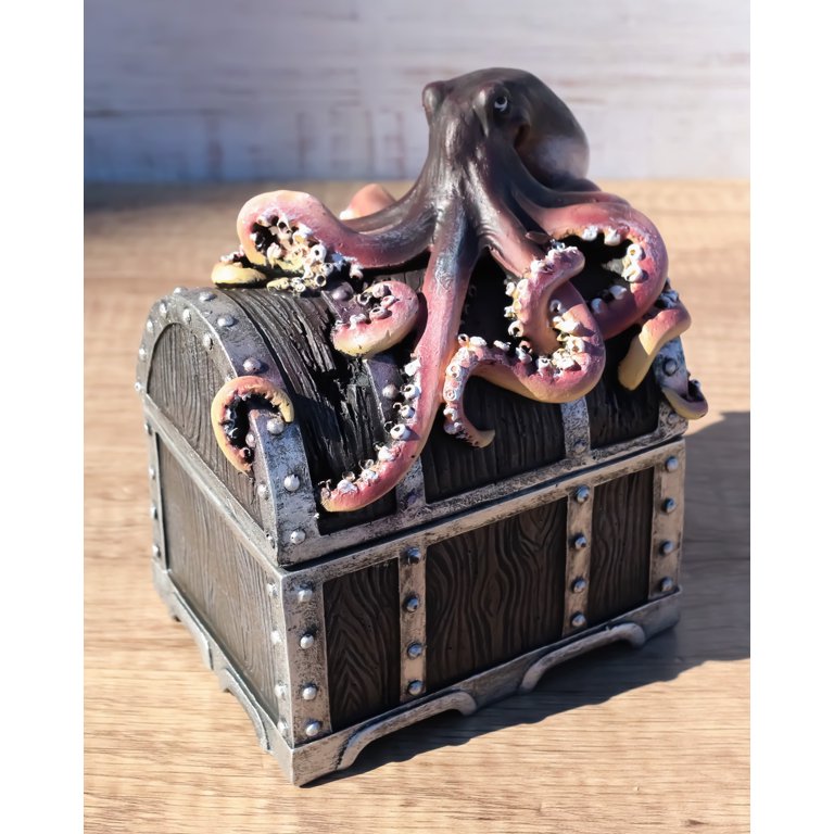 Nautical Marine Ocean Octopus Kraken Guarding Treasure Chest