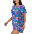 thumbnail image 3 of Womens Pajama Sets With Pocket, Colorful Mushrooms Lounge Sets Short Sleeve Sleepwear PJ Sets for Women, 3 of 6
