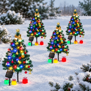 Christmas Tree Solar Lights Outdoor Decorations 4 Pack