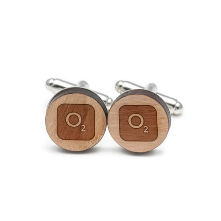 Symbol Cufflinks Cufflinks - Oxygen Symbol Cufflinks, Wood Cufflinks Hand Made in the USA