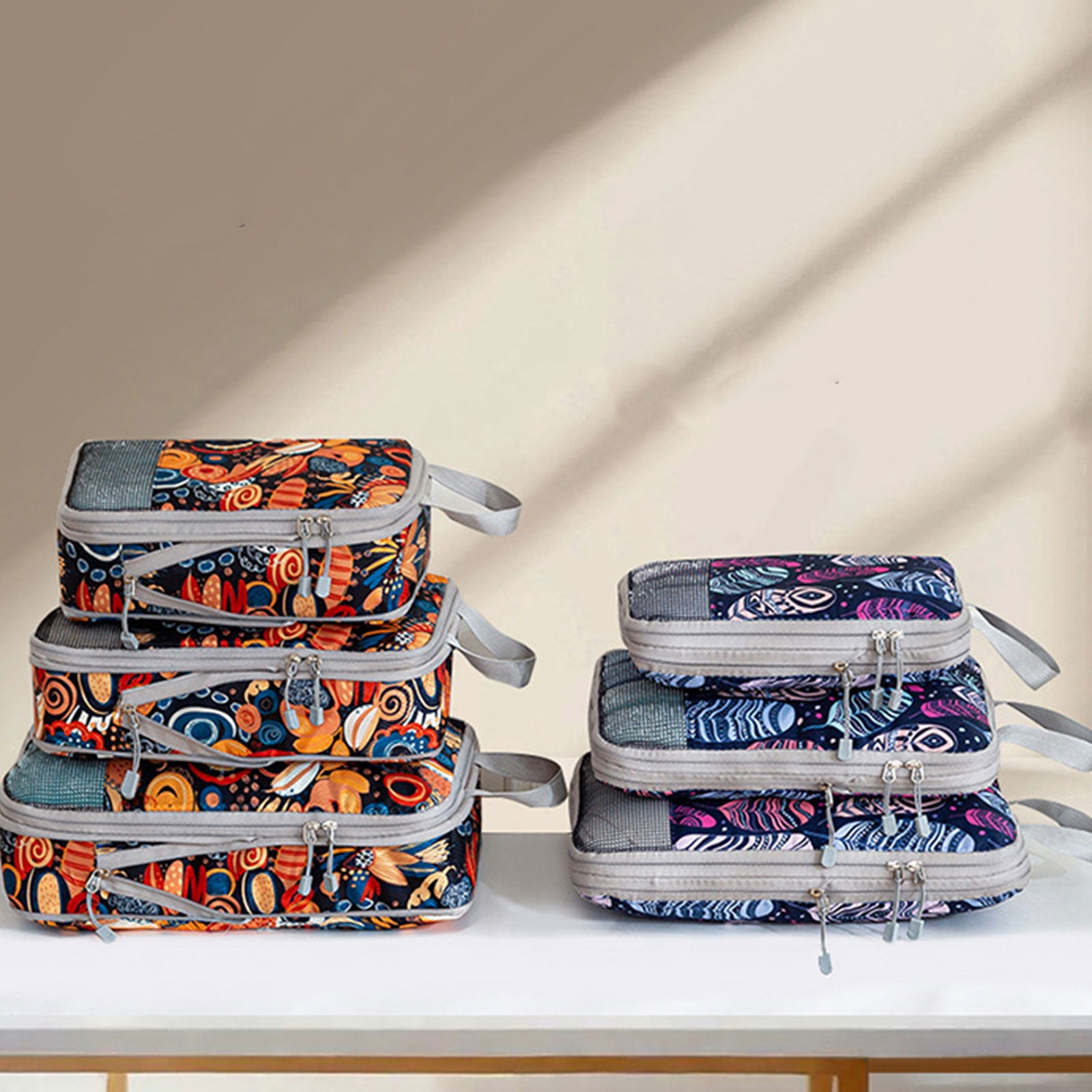 Set of 4 Travel Organizers Packing Bags Stylish Printing Travel Organizers Cubes For Clothes And Accessories