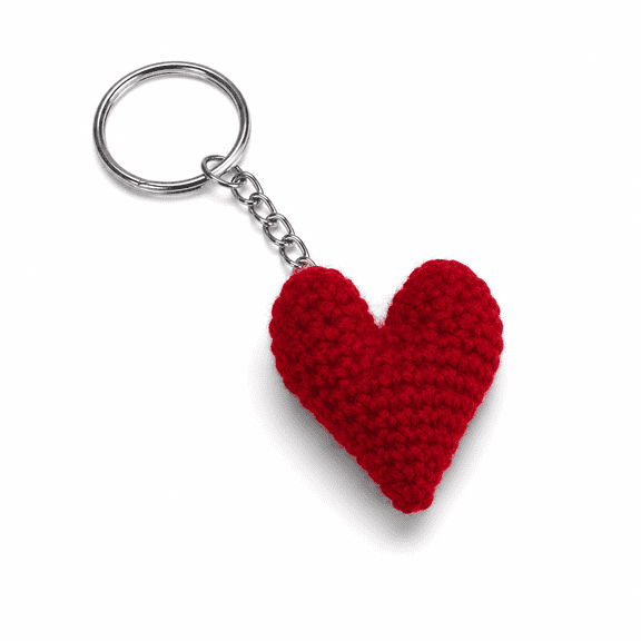 Crochella Handmade Crochet Heart Keychain, Soft Knitted Heart Bag Charm with Metal Key Ring, Decorative Handmade Accessory for Handbags, Backpacks, Keys and Everyday Use
