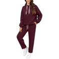thumbnail image 6 of Blekii Women's Solid Color Hoodie And Sweatpants Set, Matching Long Sleeve Top & Bottoms, Casual Loungewear for Home Or Gym, Soft French Terry Fabric, Comfortable Two-Piece Outfit, 6 of 10