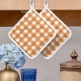 thumbnail image 2 of Orange Plaid Pot Holders for Kitchen Heatproof Potholder, 4 Pack Gradient Geometric Buffalo White Checkered Hot Pads Multipurpose Oven Pads Cloth Potholders Trivet for Cooking and Baking, 2 of 8