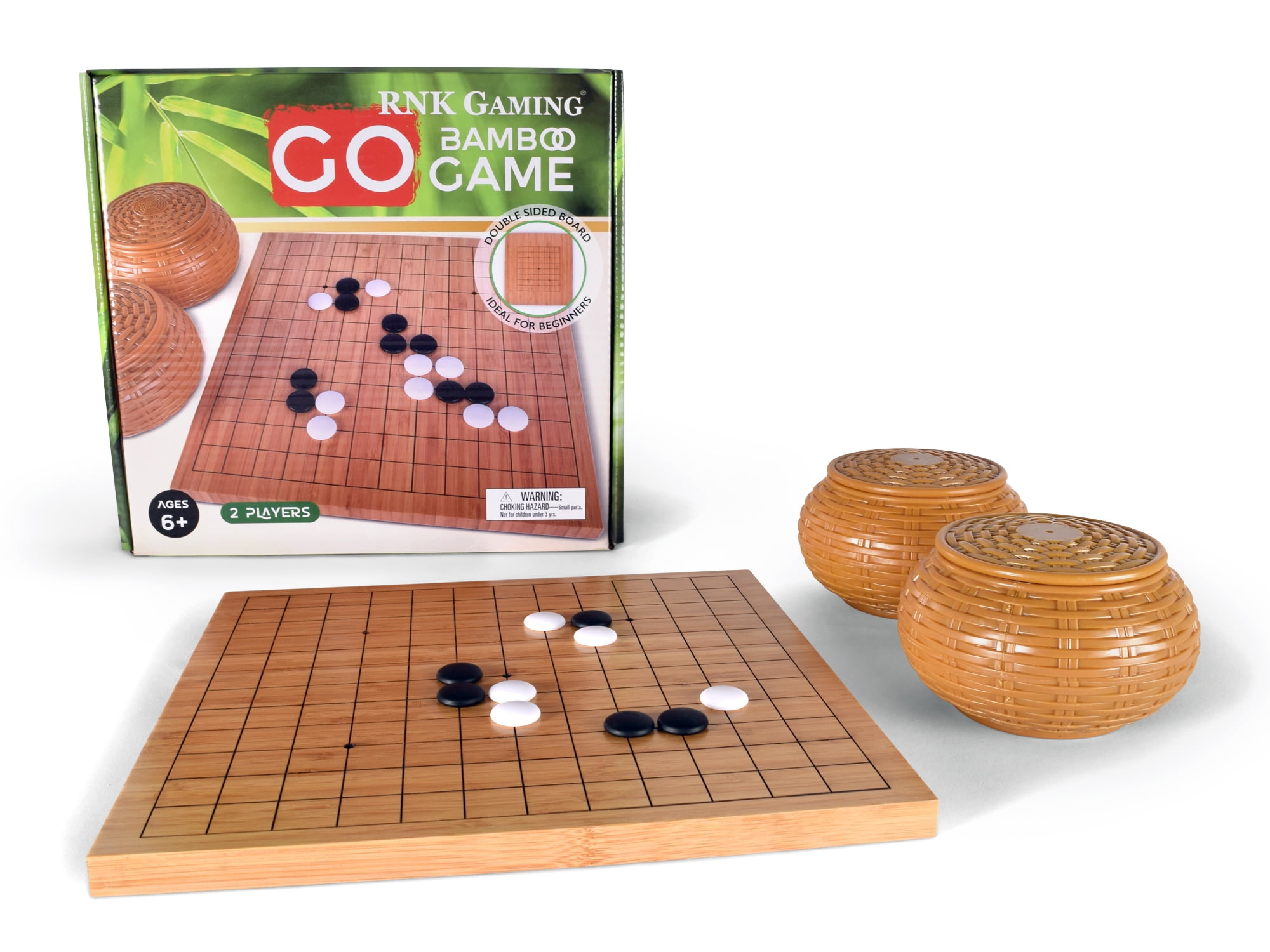 Bamboo 2" Go Game Set Board w/ Double Convex Melamine Stones and Bamboo Bowls 