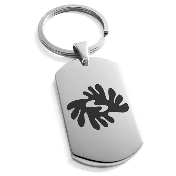 Stainless Steel Aztec Peace Rune Engraved Dog Tag Keychain Keyring