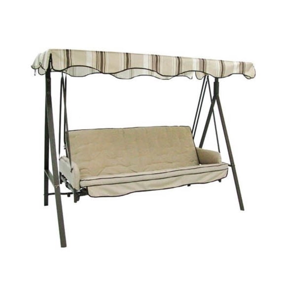 Garden Treasures Replacement Canopy - 3 Person Patio Swing - Beige Riplock Fabric - Outdoor Swing Replacement Top - Weather Resistant Canopy Cover