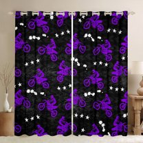 Feelyou Motorcycle Sport Boys Black Out Curtains, Purple Dirt Bike Lover Curtains Pack of 2 (42x63 Each), Extreme Sports Bedroom Curtains, Curtains and Drapes Room Decor