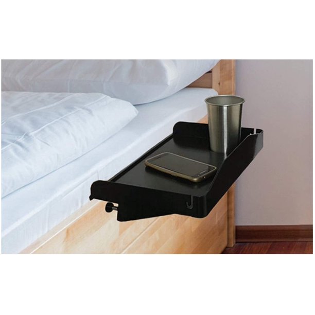 Bedside Shelf for Bed College Dorm Room Clip On Nightstand with Cup Holder & Cord Holder