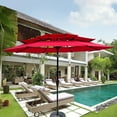 thumbnail image 4 of Yesurprise 9FT Patio Umbrella, Outdoor Table Umbrella with Air Vents, Crank, Push Button Tilt, 3-tier Outdoor Terrace Umbrella for Garden, Deck, Backyard, Pool, 4 of 8