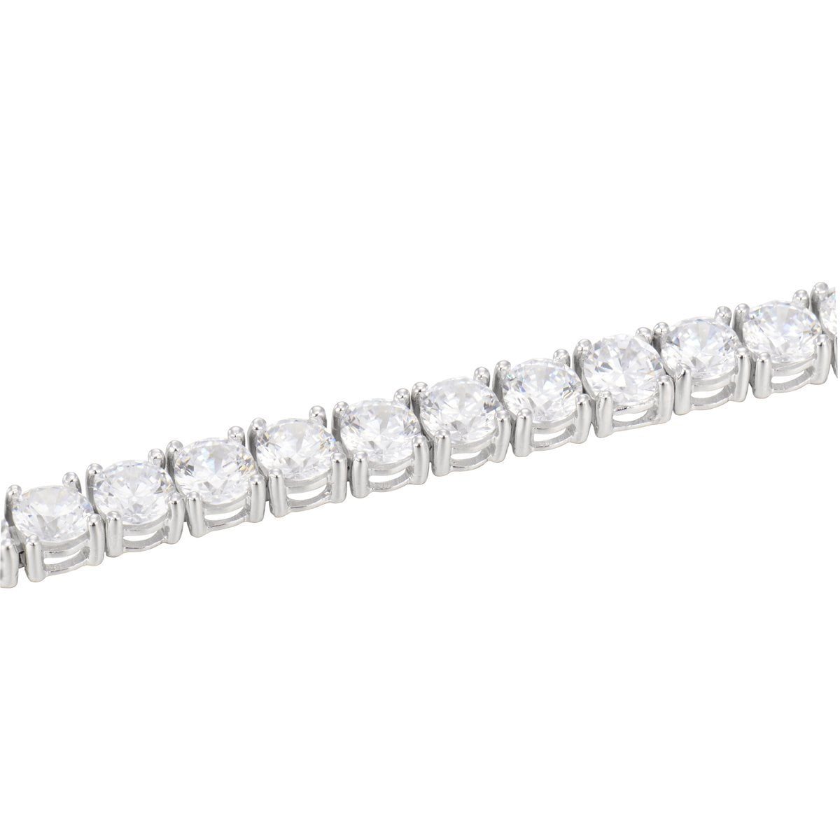 Forever Facets 4mm Cubic Zirconia Tennis Bracelet in Platinum over Sterling Silver, Adult Female