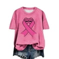 thumbnail image 4 of Fartey Pink Ribbon Shirts for Women Breast Cancer Awareness Short Sleeve Tshirts Inspirational Crew Neck Tees Cancer Survivor Tops Pink XL, 4 of 5