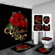 thumbnail image 1 of Set de decoración de baño romántico con cortinas de ducha con rosas rojas, 1 of 3