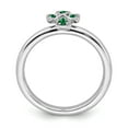 thumbnail image 2 of Sterling Silver Stackable Expressions Rhodium Created Emerald Cross Ring - Size 8, 2 of 3