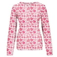thumbnail image 5 of Jacenvly Womens Plus Size T-Shirts Crewneck Sweatshirt New Style Long Sleeve Shirt Soft Comfort Heart Printed Valentine'S Day Printed Blouse Casual Tunic Tops Multicolor, 5 of 5