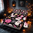 thumbnail image 2 of Homewish Cute Pink Witch Ghost Bed Sheets for Girls, Halloween Print Full Size Sheets, Black Pink Orange, 4pcs (1 Flat Sheet, 1 Fitted Sheet and 2 Pillowcases), 2 of 4