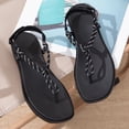 thumbnail image 5 of GPOECD Comfortable Flip Flops Summer Knot Thong Casual Flat Sandals Breathable Slippers for Women Black,5.5, 5 of 8