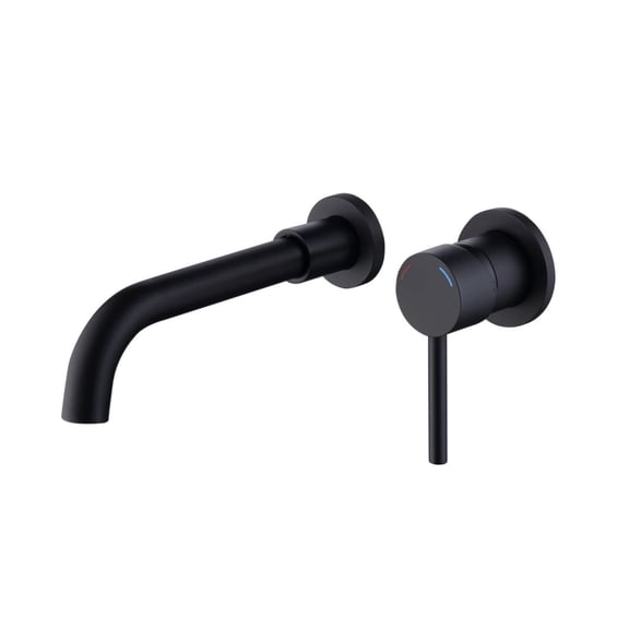 Wall Mount Faucet for Bathroom Sink or Bathtub, Single Handle 2 Holes Brass Rough-in Included, Matte Black