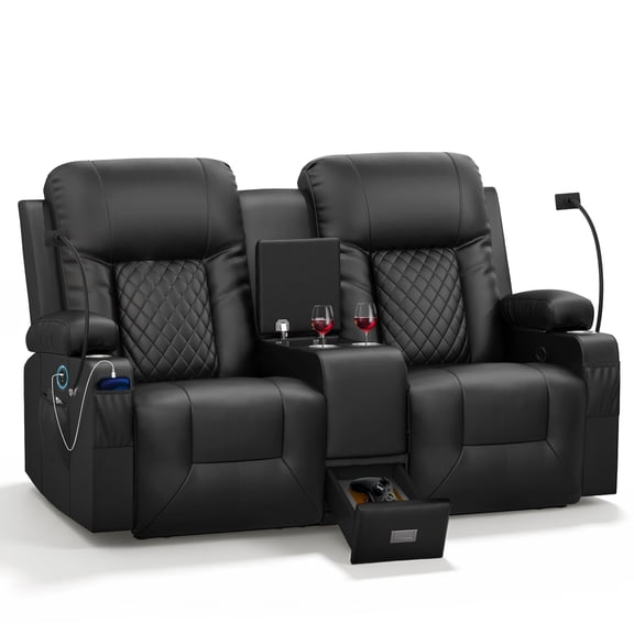 ScrapeMaster Oversized Loveseat Recliner, with Storage Console, Recliner Chair with USB Ports, 2 Cell Phone Holders, Cup Holder, Loveseat Couch for Living Room