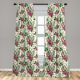 thumbnail image 5 of Ambesonne Watercolor Curtains, Plumeria Hibiscus, Pair of 28"x63", Magenta Cream Green, 5 of 5