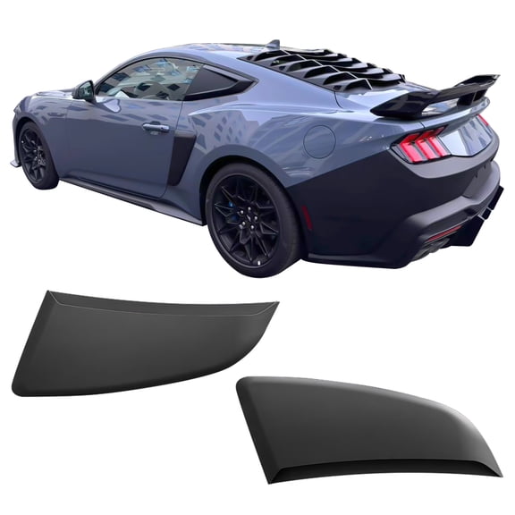 Ikon Motorsports Side Fender Vent Door Garnish Compatible With 2024-2026 Ford Mustang 7th Gen S650 IKON Style ABS Plastic Matte Black Side Fender Vent Trim 2PCS