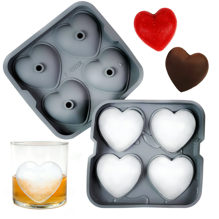 I LOVE CUBE Ice Cube Tray, 3D Heart Ice Mold, Large Big Heart Cube