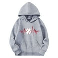 thumbnail image 4 of Sookity Girls Heart Hooded Sweatshirts Kids Cute Long Sleeve Hoodies Boys Lightweight Casual Wear Loose Fit Pullover Tops with Pockets Gray,11 Years Girl Clothes, 4 of 4