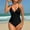 Black, variant on MSJUHEG 1 Piece Swimsuit,Ruched Monokinis,Swimsuits for Women 2025,Monokini,Bathing Suit for Women,One Piece Swimsuits,Halter Swimwear Black L