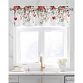 thumbnail image 2 of Valentine's Floral White Linen Curtain Valance for Bedroom/Bathroom/Kitchen/Office/Living/Dining Room Windows, Romance Rose Flower Leaves Rod Pocket Topper Decorative Cafe Drapes Panel 60"x18", 2 of 6