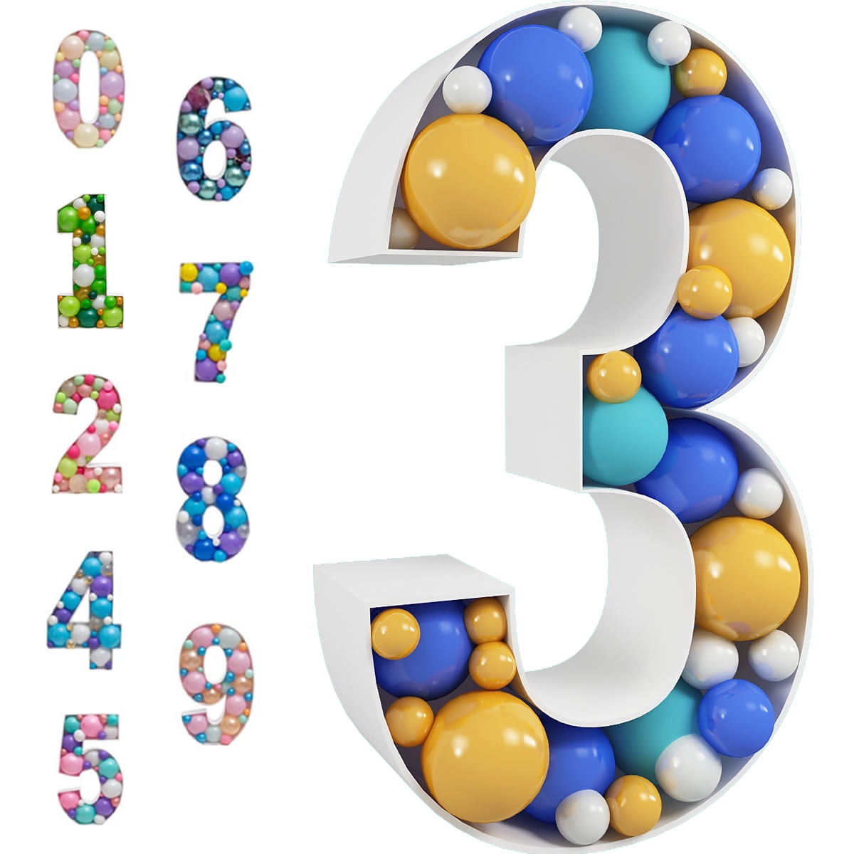 Mosaic Balloons Number Frame Marquee Light Up Numbers 3 PreCut Large