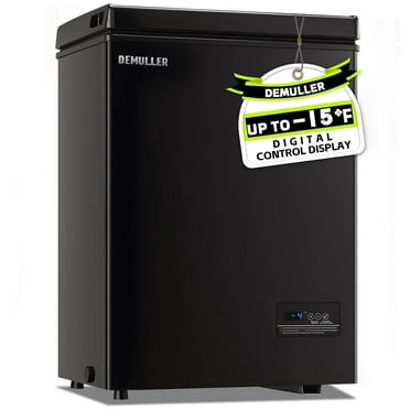 DEMULLER Small Freezer Chest Freezer with 2 Baskets Electronic Control Top Door Open Black New